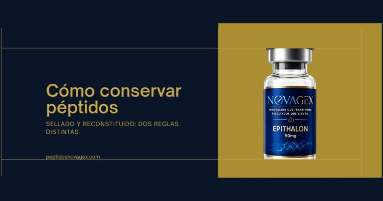 Vial de péptido liofilizado de NovaGex — guía de conservación y cadena de frío